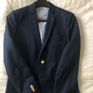 H&M Navy cotton linen blazer.
